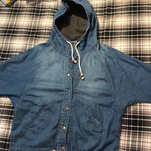 Drawstring denim Anorak